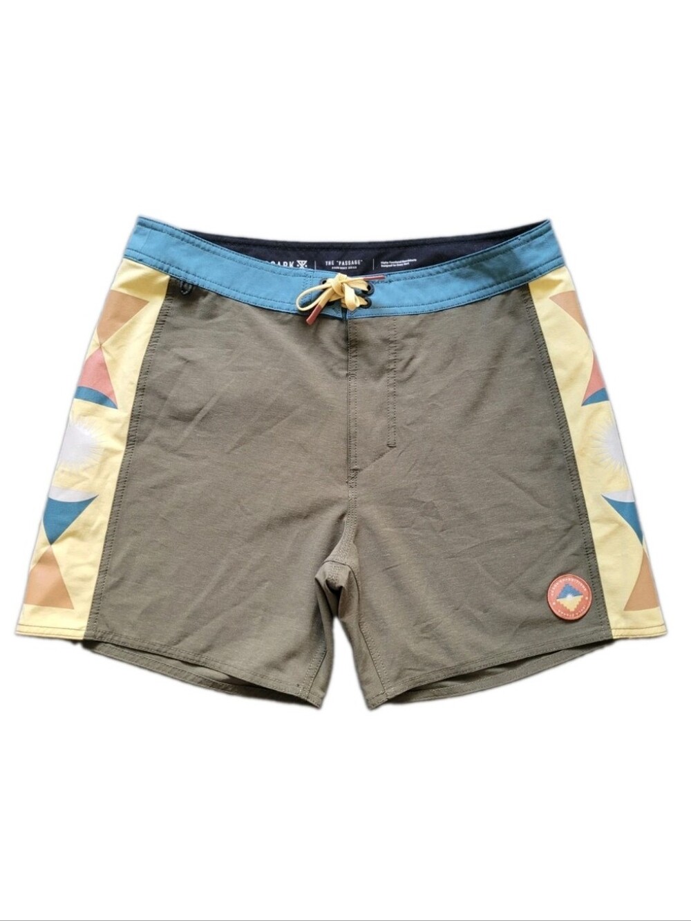 Roark Passage Boardshorts Mens 31 Military Geometric Hemp Blend Swim